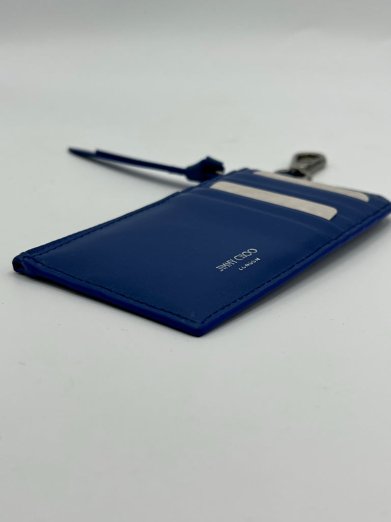 Jimmy Choo/ Eric Haze Graffiti Logo Lise Card Holder with Key clip Blue