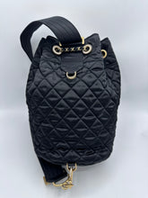 Load image into Gallery viewer, Chanel Nylon Quilted Bucket Shoulder/ Crossbody Sling Bag With Crystal Accents Black