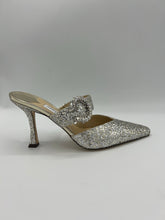 Load image into Gallery viewer, Jimmy Choo Marta 90 Silver glitter mules size 38