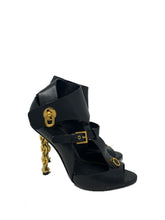Load image into Gallery viewer, Tom Ford Black Buckled Chain Heel Cutout Sandal 37