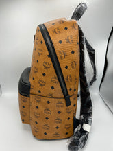 Load image into Gallery viewer, MCM Stark Backpack in Visetos Cognac &amp; Black Nappa Leather 33 cm/13 inch