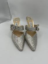 Load image into Gallery viewer, Jimmy Choo Marta 90 Silver glitter mules size 38