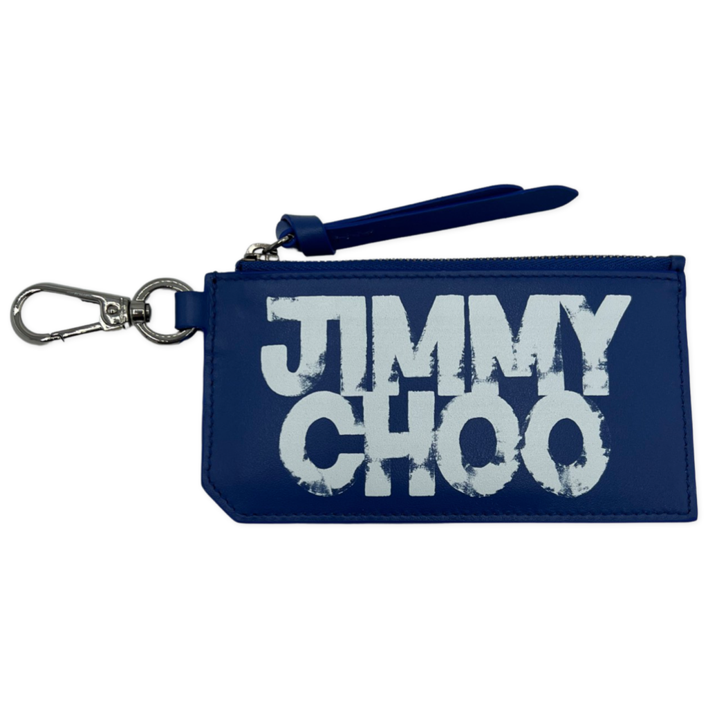 Jimmy Choo/ Eric Haze Graffiti Logo Lise Card Holder with Key clip Blue