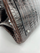 Load image into Gallery viewer, Hermes Shiny Porosus Crocodile JPG Shoulder Birkin 42 Chocolate PHW