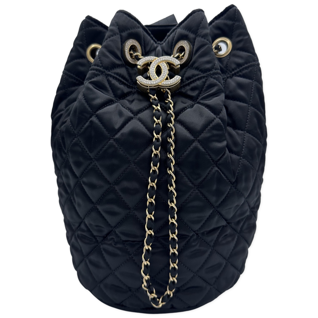 Chanel Nylon Quilted Bucket Shoulder/ Crossbody Sling Bag With
