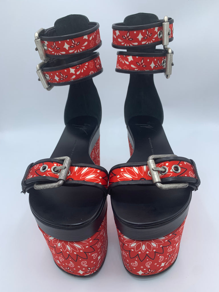 Giuseppe Zanotti Bandanna Wrap Platform Sandals Size 35 EU