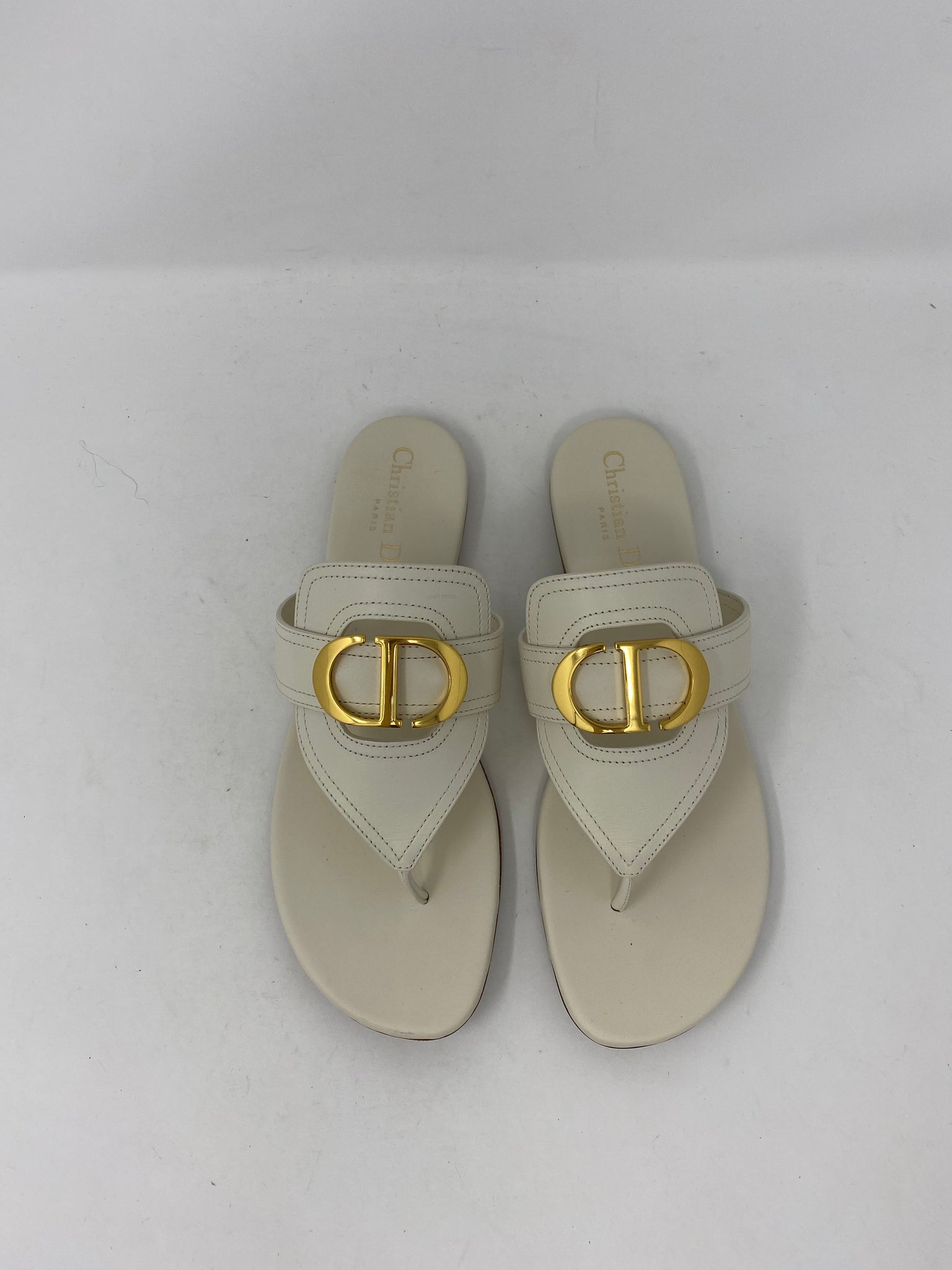 New DIOR 30 MONTAIGNE Leather Thong Flat Sandals Slides Shoes