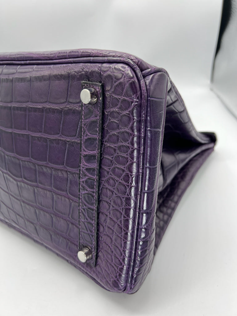 Hermes Birkin 35cm Purple Matte Amethyst Crocodile with Palladium Hardware Handbag (WWLRX) 144020004174 DO/DE