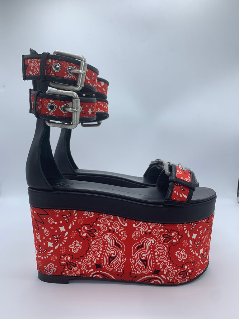 Giuseppe Zanotti Bandanna Wrap Platform Sandals Size 35 EU