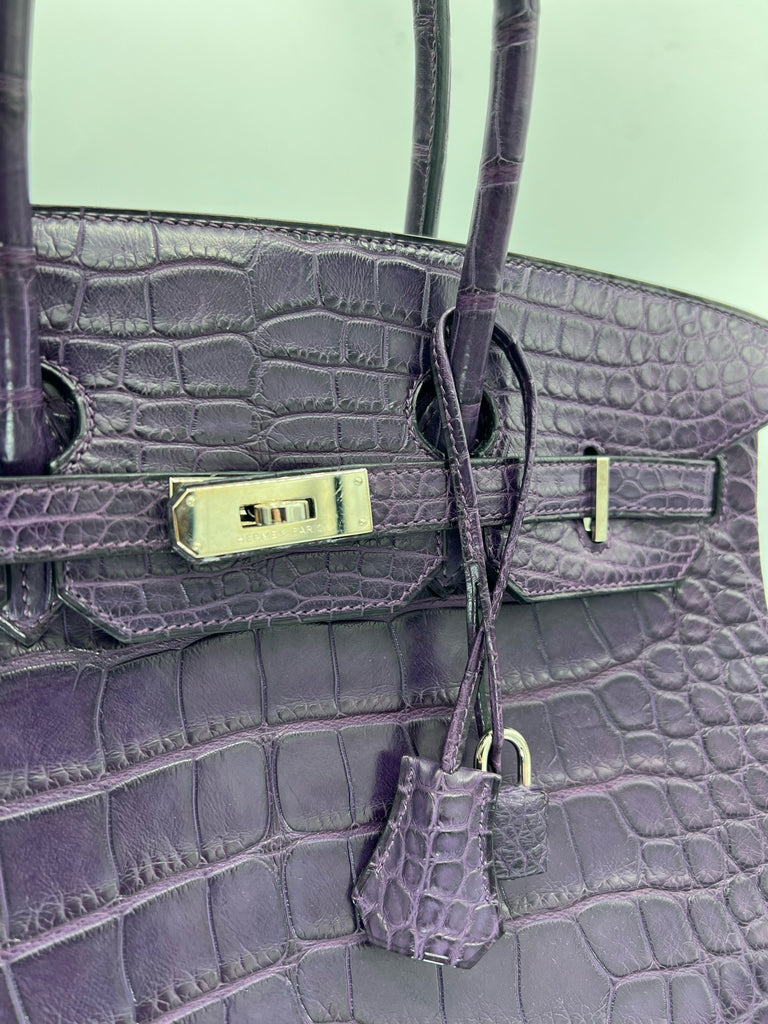 Hermes Matte Alligator Birkin 35 Amethyst Purple PHW