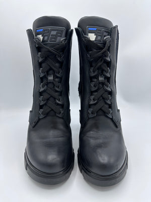 Prada Calfskin Neoprene Heeled Boots Size 36EU Black