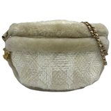 Chanel Tweed and Shearling Belt bag/ Fanny Pack Cream/White