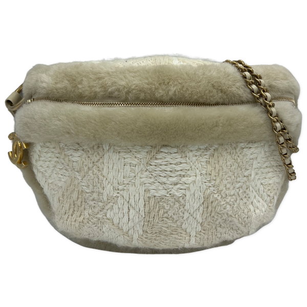 Chanel Ivory Shearling CC Coco Flap Bag