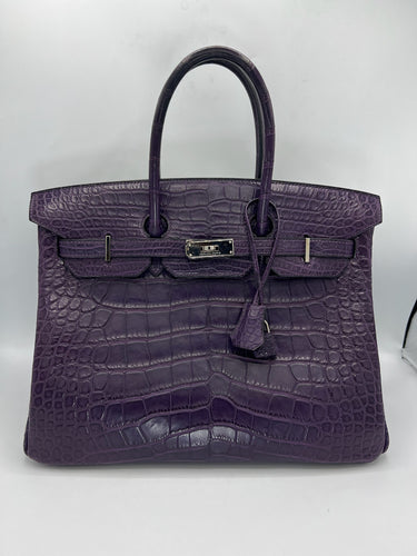 Hermes Matte Alligator Birkin 35 Amethyst Purple PHW