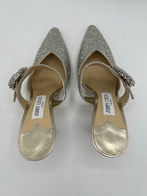 Load image into Gallery viewer, Jimmy Choo Marta 90 Silver glitter mules size 38