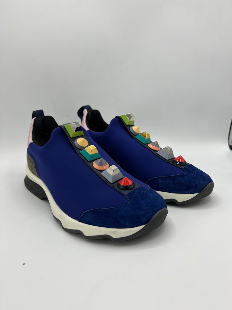Fendi Neoprene Rainbow Studded Sneaker Size 38EU
