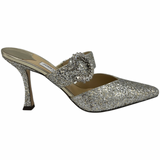Jimmy Choo Marta 90 Silver glitter mules size 38