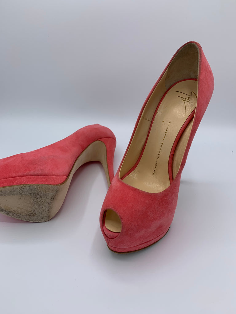 Giuseppe Zanotti Pink Pump Platform Suede Peep-toes size 38EU