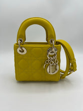Load image into Gallery viewer, Dior Lambskin Cannage Micro Lady Dior Mustard Yellow