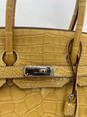 Hermes Birkin 35 Paille Yellow Matte Alligator Mississippiensis PHW