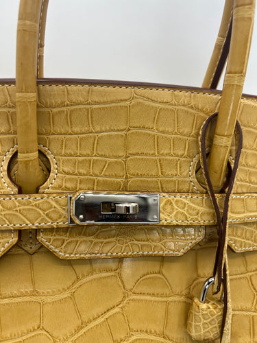 Hermes Birkin 35 Paille Yellow Matte Alligator Mississippiensis PHW