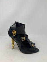 Load image into Gallery viewer, Tom Ford Black Buckled Chain Heel Cutout Sandal 37