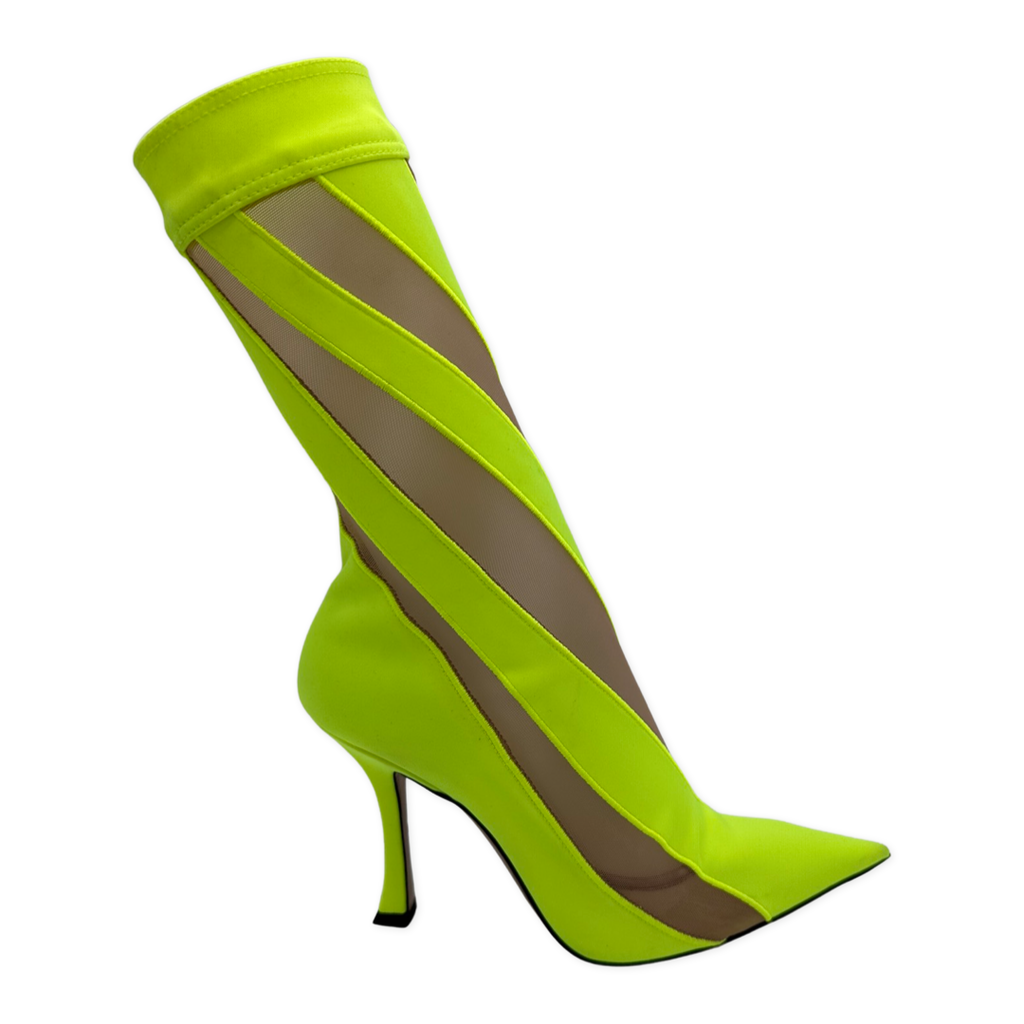 Jimmy Choo x Mugler Sock mesh paneled Ankle Boots Neon Yellow