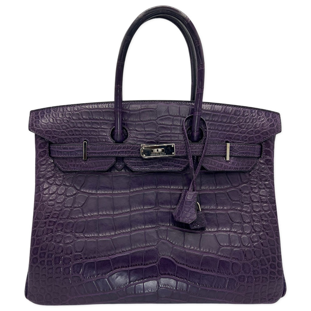 Hermes Matte Alligator Birkin 35 Amethyst Purple PHW