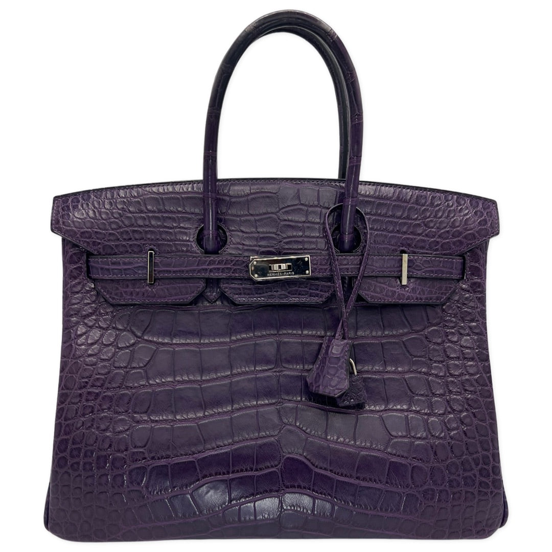 Hermes Birkin 30 Porosus Purple Crocodile Bag