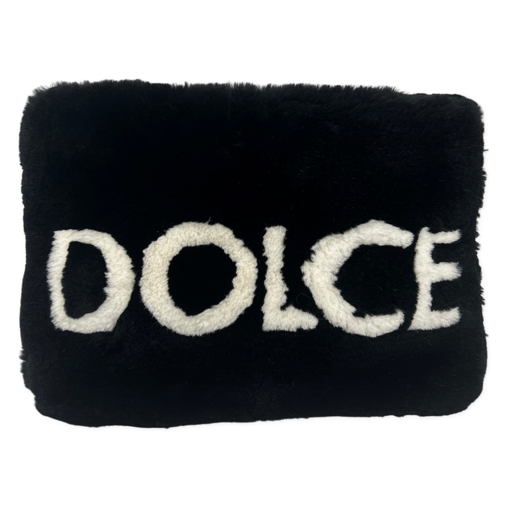 Dolce & Gabbana Cleo Clutch Fur Pouch With White Logo