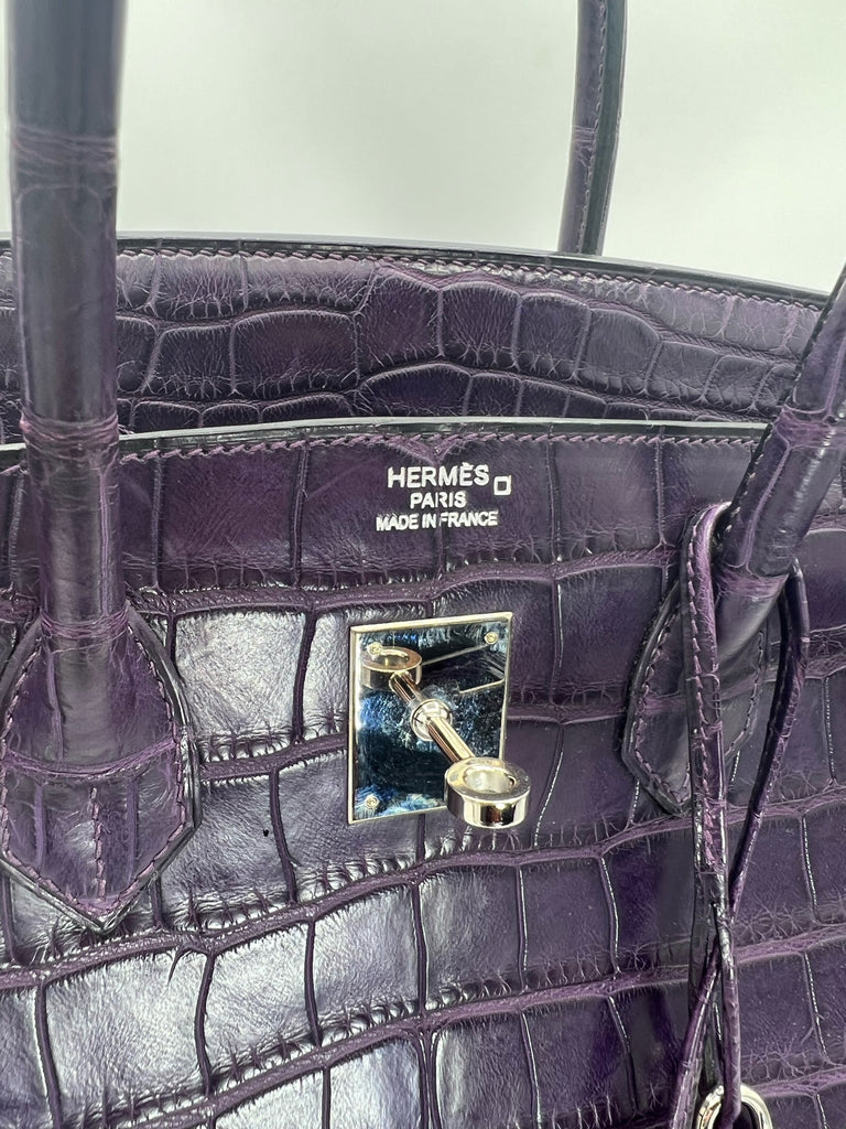 Hermès - Authenticated Birkin 35 Handbag - Alligator Purple For Woman, Very Good condition