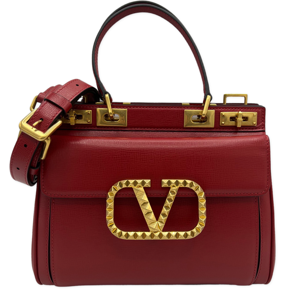 Valentino Garavani Rockstud Calfksin Small Shoulder Bag In Red