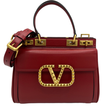 Load image into Gallery viewer, Valentino Garavani Small Rockstud Alcove Grainy Calfskin Red/Rouge Pur