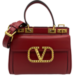 Valentino Garavani Small Rockstud Alcove Grainy Calfskin Red/Rouge Pur