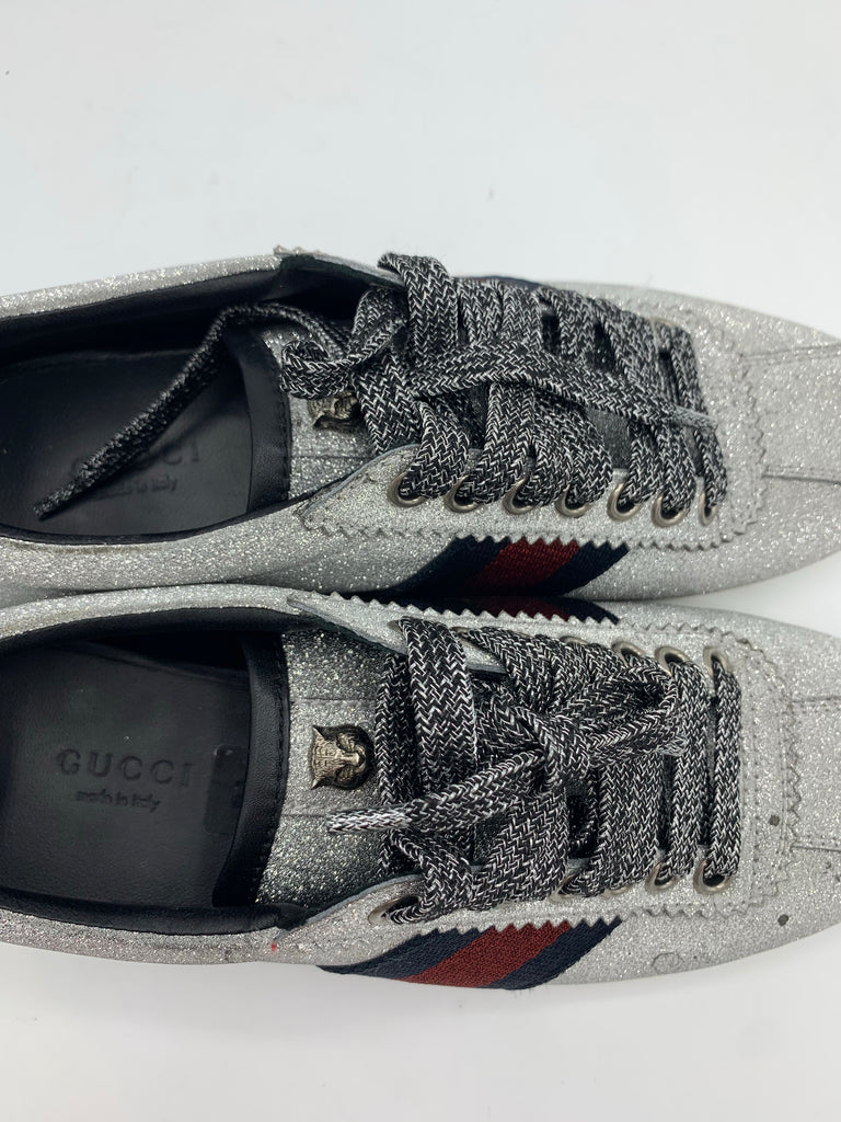 Gucci  Sparkly Ace Sneakers with Heel Stud 36G