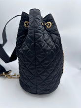 Load image into Gallery viewer, Chanel Nylon Quilted Bucket Shoulder/ Crossbody Sling Bag With Crystal Accents Black
