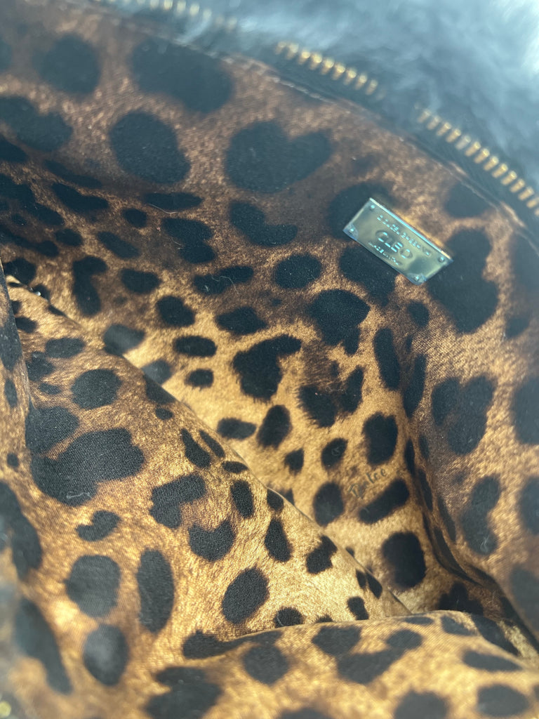 Dolce & Gabbana Cleo Clutch Fur Pouch With White Logo
