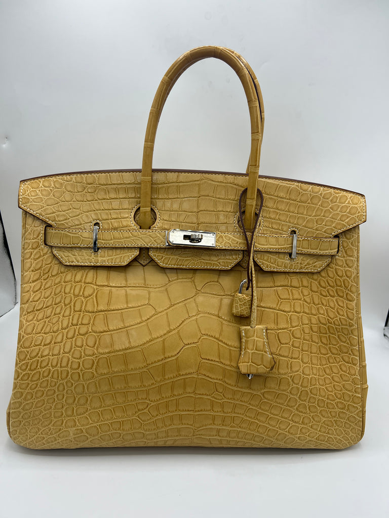 Hermes Birkin 35 Paille Yellow Matte Alligator Mississippiensis PHW