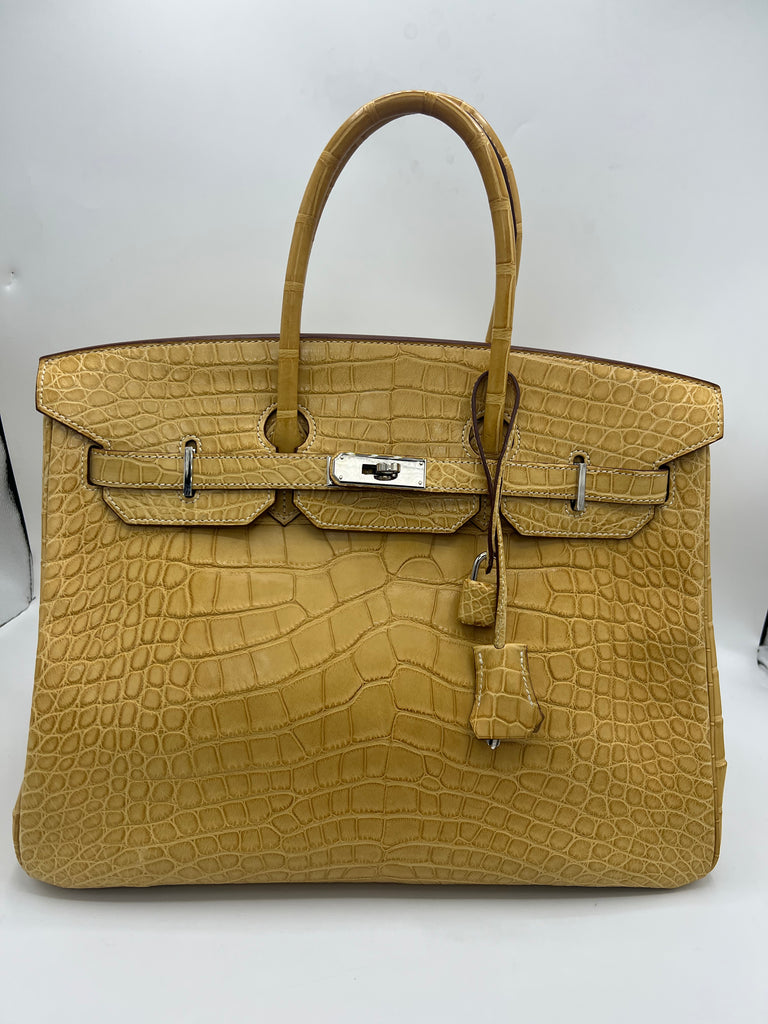 Hermes Birkin 35 Paille Yellow Matte Alligator