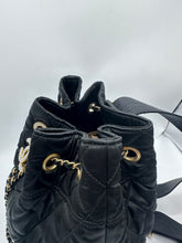 Load image into Gallery viewer, Chanel Nylon Quilted Bucket Shoulder/ Crossbody Sling Bag With Crystal Accents Black