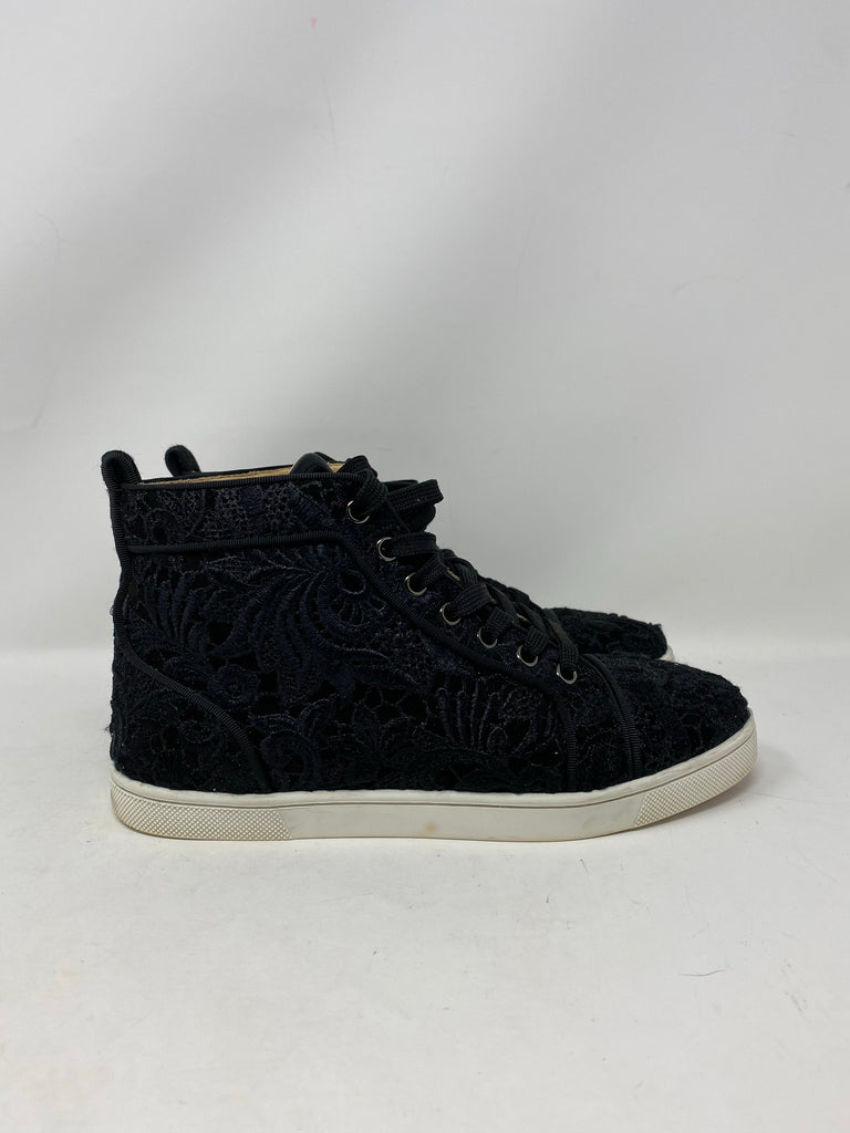 Christian louboutin lace black high top sneaker size 37.5