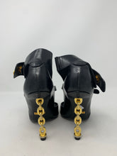 Load image into Gallery viewer, Tom Ford Black Buckled Chain Heel Cutout Sandal 37