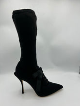Load image into Gallery viewer, Dolce And Gabbana Black Stretch Lace Up Booties Size 38EU