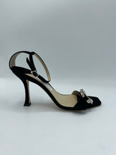 Load image into Gallery viewer, Jimmy Choo MARSAI 90 black suede with crystal buckle size 38