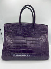 Load image into Gallery viewer, Hermes Matte Alligator Birkin 35 Amethyst Purple PHW