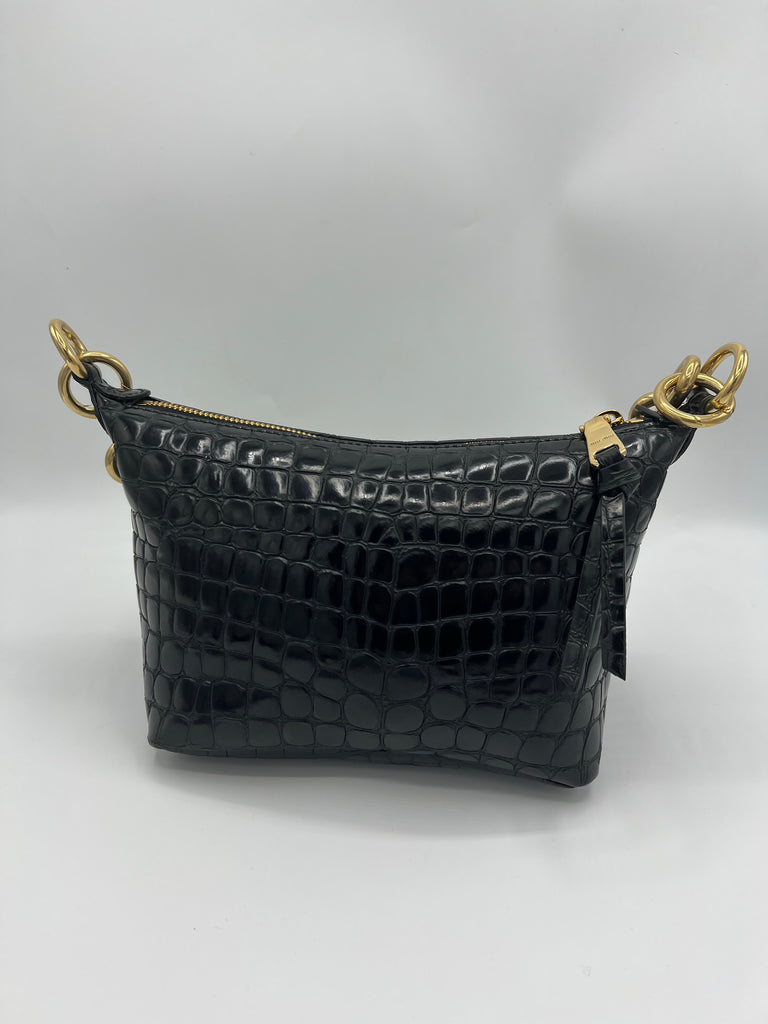 Miu Miu Miu Spirit croco-print leather bag black