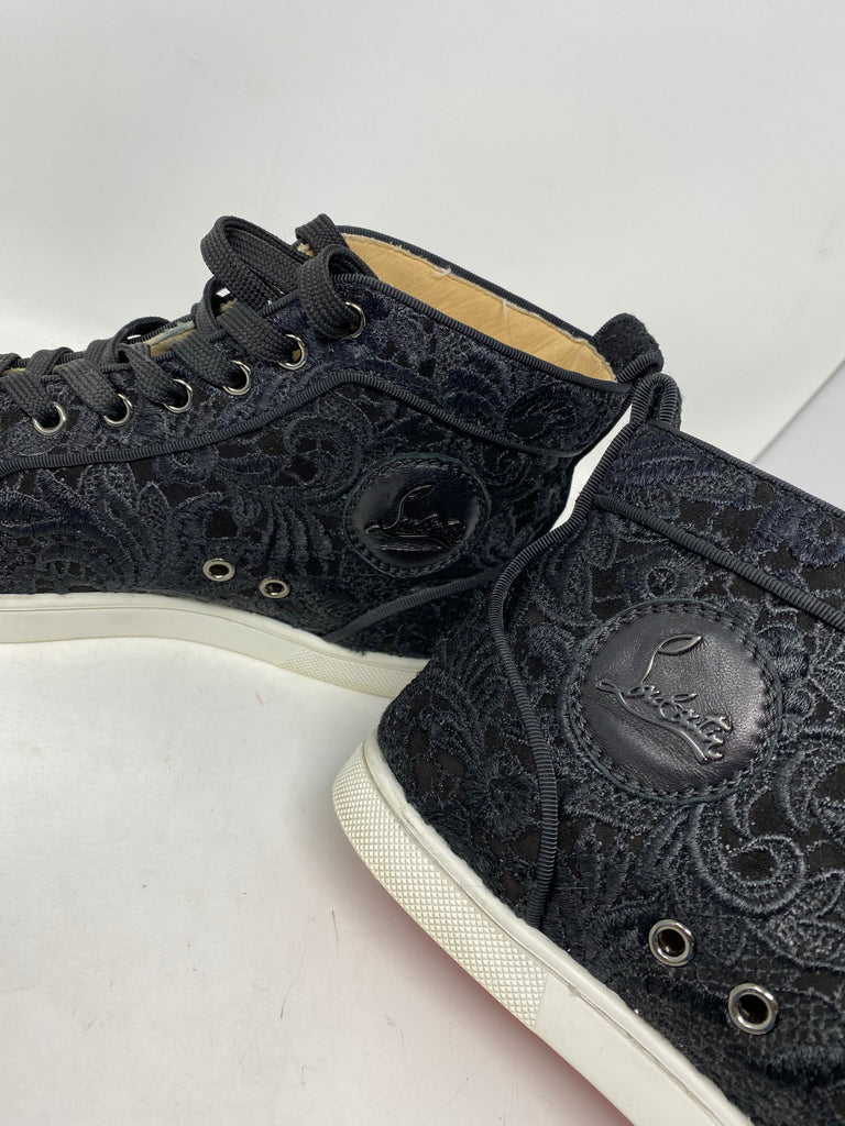 Christian louboutin lace black high top sneaker size 37.5