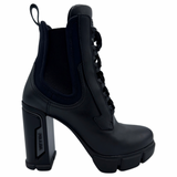 Prada Calfskin Neoprene Heeled Boots Size 36EU Black