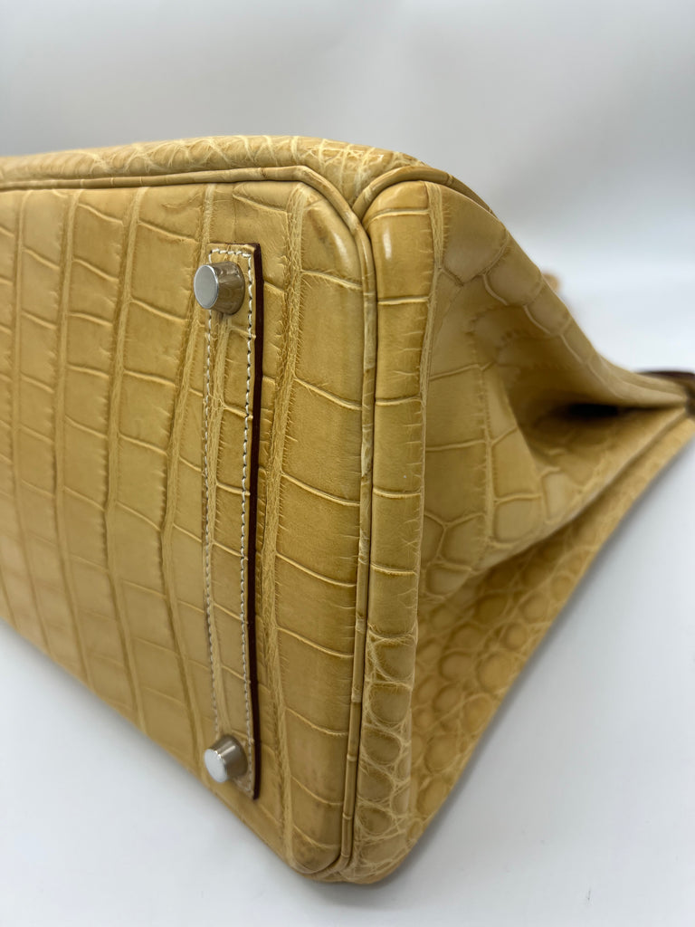 Hermes Birkin 35 Paille Yellow Matte Alligator Mississippiensis PHW