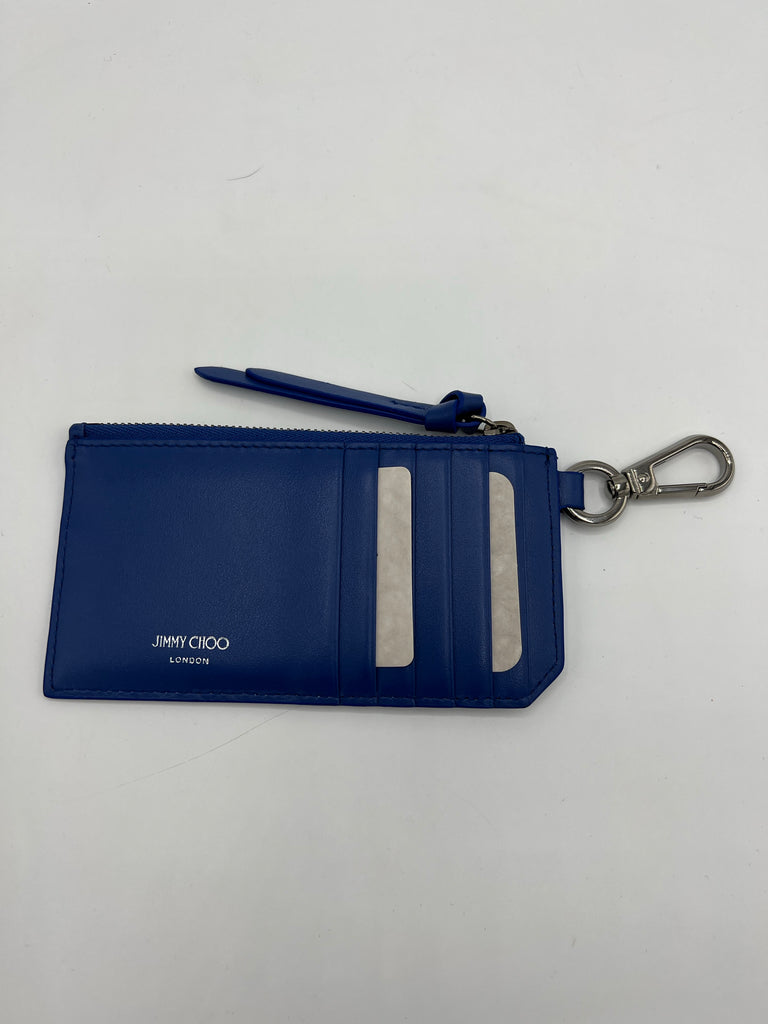 Jimmy Choo/ Eric Haze Graffiti Logo Lise Card Holder with Key clip Blue